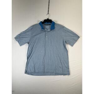 Bobby Jones Polo Shirt Mens XL Blue Striped Short Sleeve Cotton Casual Golf